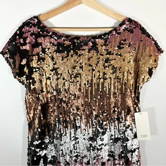 TOBI - NWT Shine Me Up Sequin Mini Shift Dress Size XS - Picture 3 of 10